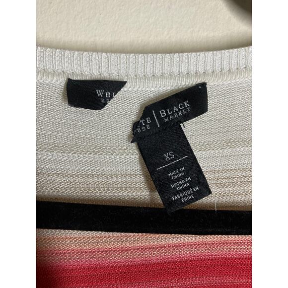WHBM Red Tan Striped Open Cardigan Sweater  XS - Picture 2 of 3